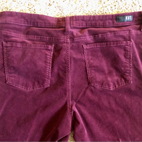 Kut from the Kloth Catherine Stretch Cotton Corduroy Pants, Burgundy, Size 16 - Picture 3 of 8